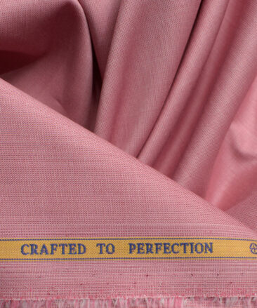 Soktas Men's 120/2 Giza Cotton Stuctured 2.25 Meter Unstitched Shirting Fabric (Rose Pink)