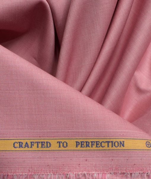 Soktas Men's 120/2 Giza Cotton Stuctured 2.25 Meter Unstitched Shirting Fabric (Rose Pink)