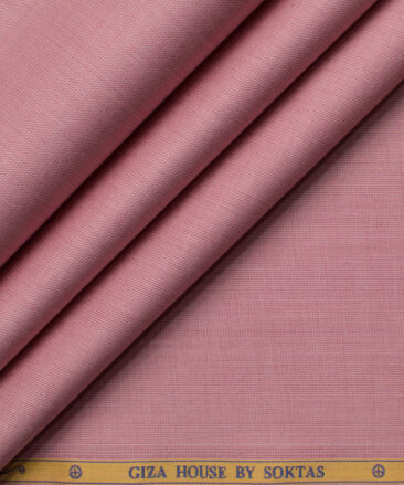 Soktas Men's 120/2 Giza Cotton Stuctured 2.25 Meter Unstitched Shirting Fabric (Rose Pink)