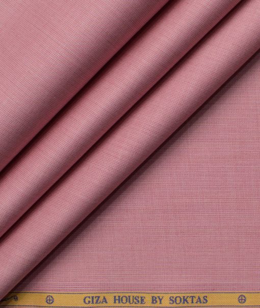 Soktas Men's 120/2 Giza Cotton Stuctured 2.25 Meter Unstitched Shirting Fabric (Rose Pink)