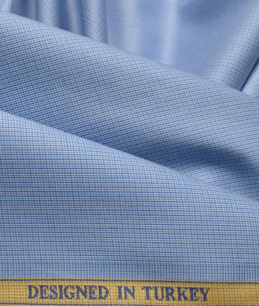 Soktas Men's 120/2 Giza Cotton Stuctured 2.25 Meter Unstitched Shirting Fabric (Sky Blue)