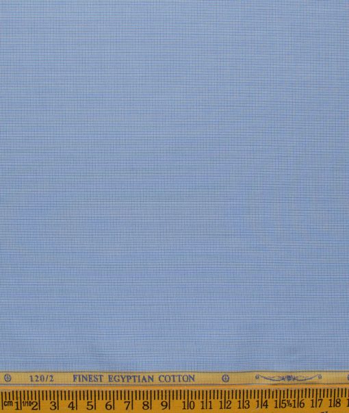 Soktas Men's 120/2 Giza Cotton Stuctured 2.25 Meter Unstitched Shirting Fabric (Sky Blue)