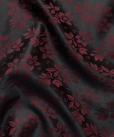 Zaccari Men's Terry Rayon Self Design 2.25 Meter Unstitched Ethnic Fabric (Dark Wine)