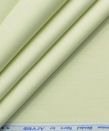 Arvind Men's Cotton Blend Wrinkle Free Self Design 2.25 Meter Unstitched Shirting Fabric (Pistachio Green)