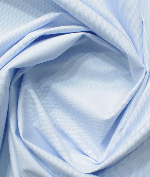 Arvind Men's Cotton Blend Wrinkle Free Self Design 2.25 Meter Unstitched Shirting Fabric (Sky Blue)