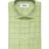 Cotton Fusion Men's Cotton Blend Wrinkle Free Checks 2.25 Meter Unstitched Shirting Fabric (Green)