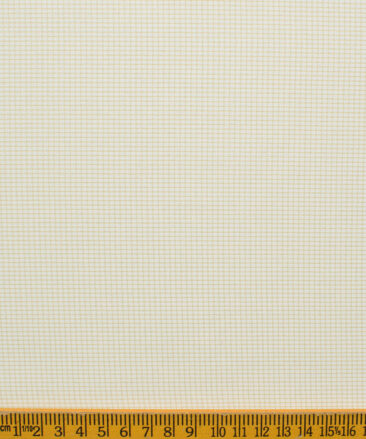 Cotton Fusion Men's Cotton Blend Wrinkle Free Checks 2.25 Meter Unstitched Shirting Fabric (White & Beige)