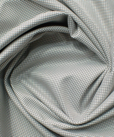 Cotton Fusion Men's Cotton Blend Wrinkle Free Checks 2.25 Meter Unstitched Shirting Fabric (White & Black)