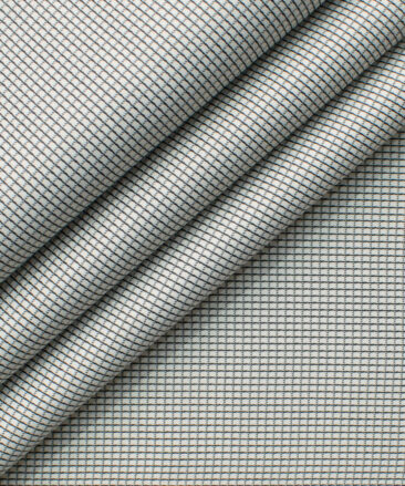 Cotton Fusion Men's Cotton Blend Wrinkle Free Checks 2.25 Meter Unstitched Shirting Fabric (White & Black)