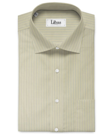 Cotton Fusion Men's Cotton Blend Wrinkle Free Striped 2.25 Meter Unstitched Shirting Fabric (Beige)