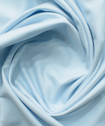 Cotton Fusion Men's Cotton Blend Wrinkle Free Structured 2.25 Meter Unstitched Shirting Fabric (Arctic Blue)