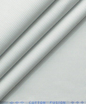 Cotton Fusion Men's Cotton Blend Wrinkle Free Structured 2.25 Meter Unstitched Shirting Fabric (White & Grey)