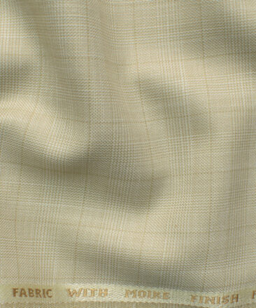 J.Hampstead Men's Polyester Viscose Checks 3.75 Meter Unstitched Suiting Fabric (Beige)