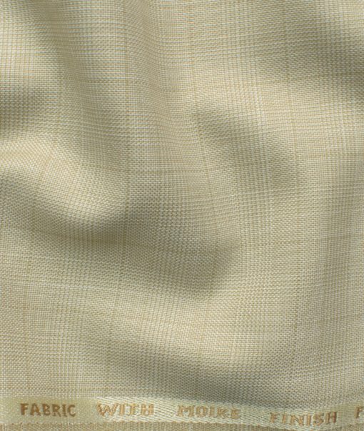 J.Hampstead Men's Polyester Viscose Checks 3.75 Meter Unstitched Suiting Fabric (Beige)