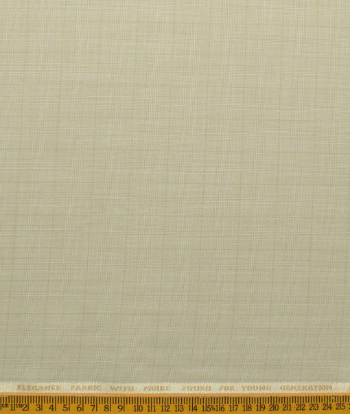 J.Hampstead Men's Polyester Viscose Checks 3.75 Meter Unstitched Suiting Fabric (Beige)