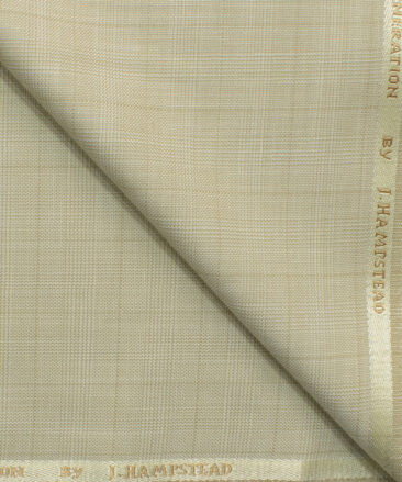 J.Hampstead Men's Polyester Viscose Checks 3.75 Meter Unstitched Suiting Fabric (Beige)