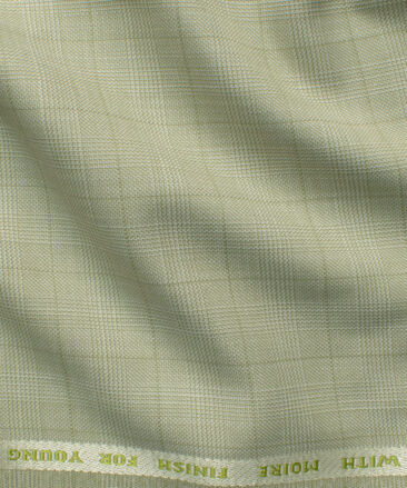 J.Hampstead Men's Polyester Viscose Checks 3.75 Meter Unstitched Suiting Fabric (Pistachious Green)