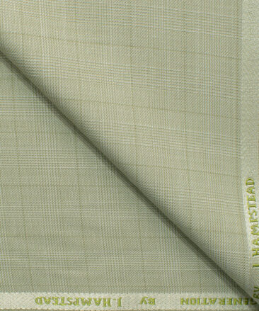 J.Hampstead Men's Polyester Viscose Checks 3.75 Meter Unstitched Suiting Fabric (Pistachious Green)