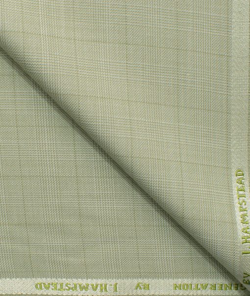 J.Hampstead Men's Polyester Viscose Checks 3.75 Meter Unstitched Suiting Fabric (Pistachious Green)