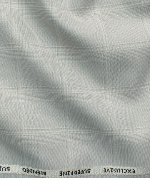 J.Hampstead Men's Polyester Viscose Checks 3.75 Meter Unstitched Suiting Fabric (Light Grey)