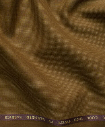 J.Hampstead Men's Polyester Viscose Structured 3.75 Meter Unstitched Suiting Fabric (Peanut Brown)