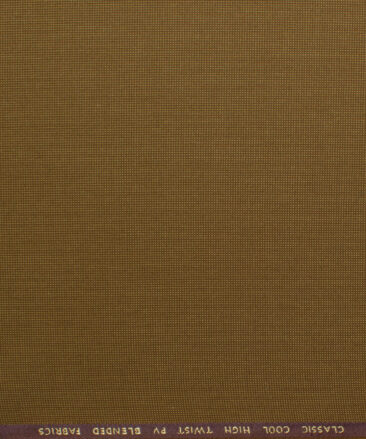 J.Hampstead Men's Polyester Viscose Structured 3.75 Meter Unstitched Suiting Fabric (Peanut Brown)