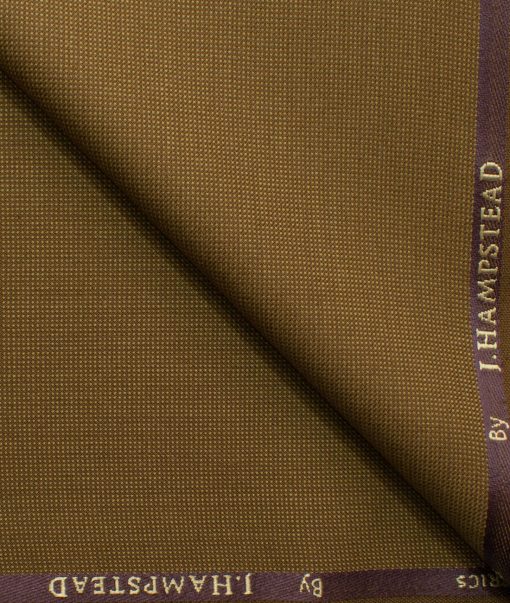 J.Hampstead Men's Polyester Viscose Structured 3.75 Meter Unstitched Suiting Fabric (Peanut Brown)