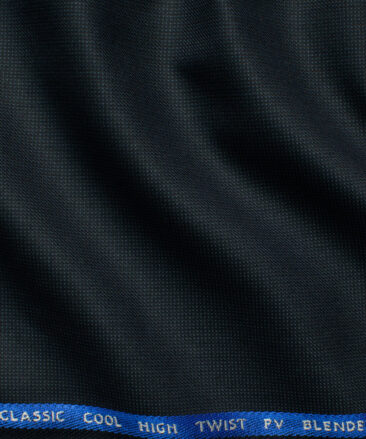 J.Hampstead Men's Polyester Viscose Structured 3.75 Meter Unstitched Suiting Fabric (Dark Blue)