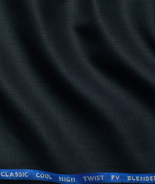 J.Hampstead Men's Polyester Viscose Structured 3.75 Meter Unstitched Suiting Fabric (Dark Blue)