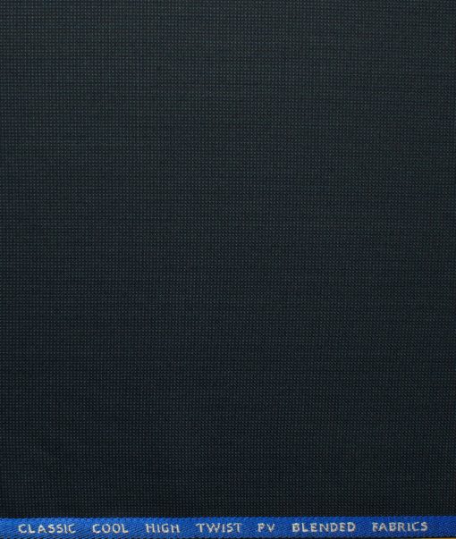 J.Hampstead Men's Polyester Viscose Structured 3.75 Meter Unstitched Suiting Fabric (Dark Blue)