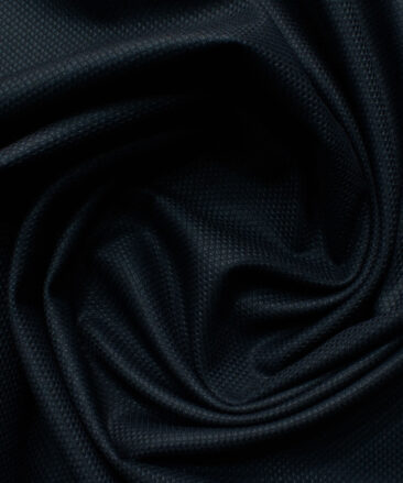 J.Hampstead Men's Polyester Viscose Structured 3.75 Meter Unstitched Suiting Fabric (Dark Blue)