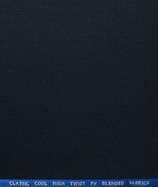 J.Hampstead Men's Polyester Viscose Structured 3.75 Meter Unstitched Suiting Fabric (Dark Blue)