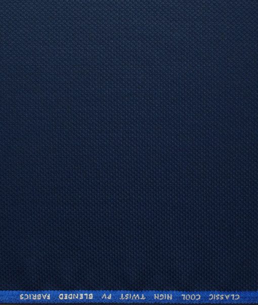 J.Hampstead Men's Polyester Viscose Structured 3.75 Meter Unstitched Suiting Fabric (Dark Royal Blue)