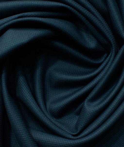 J.Hampstead Men's Polyester Viscose Structured 3.75 Meter Unstitched Suiting Fabric (Peacock Blue)