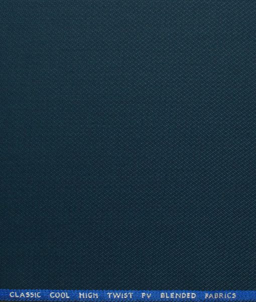 J.Hampstead Men's Polyester Viscose Structured 3.75 Meter Unstitched Suiting Fabric (Peacock Blue)