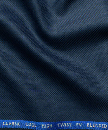 J.Hampstead Men's Polyester Viscose Structured 3.75 Meter Unstitched Suiting Fabric (Dark Royal Blue)