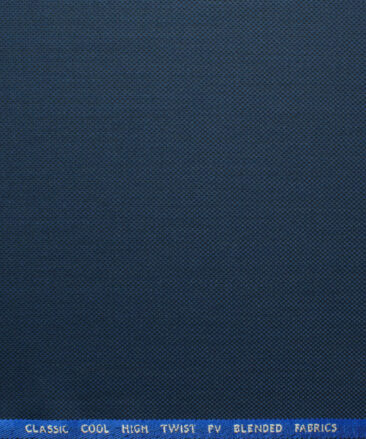 J.Hampstead Men's Polyester Viscose Structured 3.75 Meter Unstitched Suiting Fabric (Dark Royal Blue)