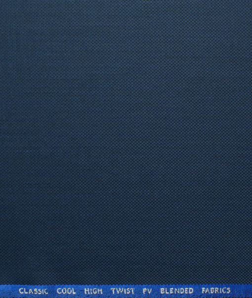 J.Hampstead Men's Polyester Viscose Structured 3.75 Meter Unstitched Suiting Fabric (Dark Royal Blue)