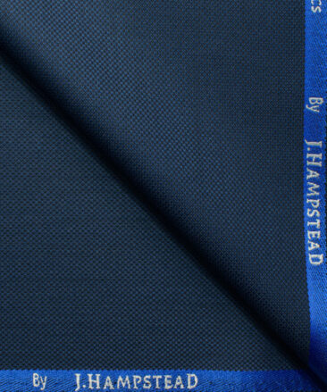 J.Hampstead Men's Polyester Viscose Structured 3.75 Meter Unstitched Suiting Fabric (Dark Royal Blue)