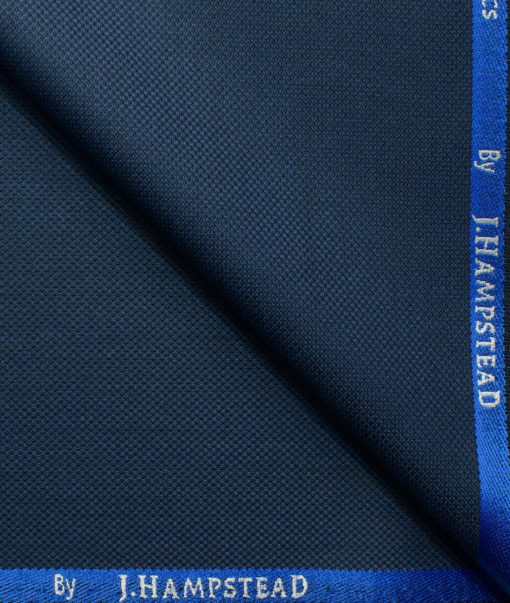 J.Hampstead Men's Polyester Viscose Structured 3.75 Meter Unstitched Suiting Fabric (Dark Royal Blue)