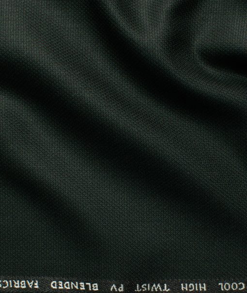 J.Hampstead Men's Polyester Viscose Structured 3.75 Meter Unstitched Suiting Fabric (Dark Green)