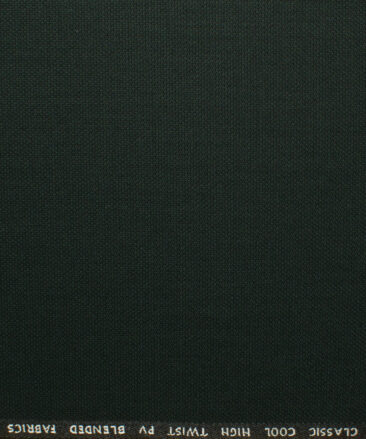 J.Hampstead Men's Polyester Viscose Structured 3.75 Meter Unstitched Suiting Fabric (Dark Green)