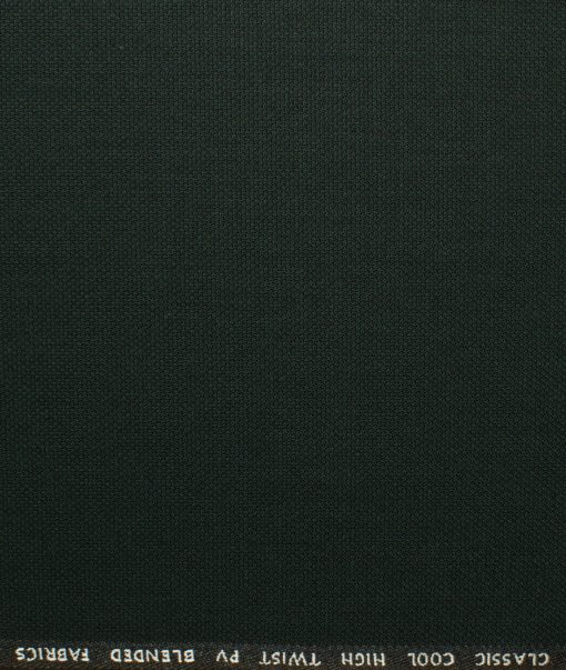 J.Hampstead Men's Polyester Viscose Structured 3.75 Meter Unstitched Suiting Fabric (Dark Green)