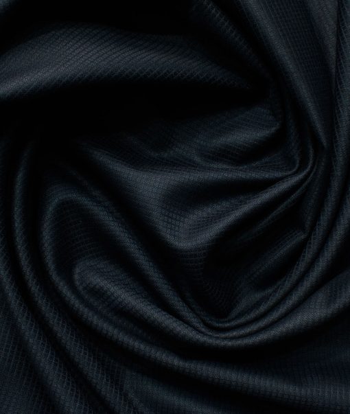 J.Hampstead Men's Polyester Viscose Structured 3.75 Meter Unstitched Suiting Fabric (Dark Blue)