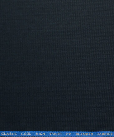 J.Hampstead Men's Polyester Viscose Structured 3.75 Meter Unstitched Suiting Fabric (Dark Blue)