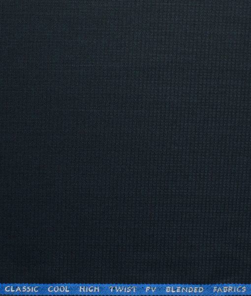 J.Hampstead Men's Polyester Viscose Structured 3.75 Meter Unstitched Suiting Fabric (Dark Blue)