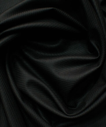 J.Hampstead Men's Polyester Viscose Structured 3.75 Meter Unstitched Suiting Fabric (Black)