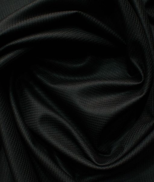 J.Hampstead Men's Polyester Viscose Structured 3.75 Meter Unstitched Suiting Fabric (Black)