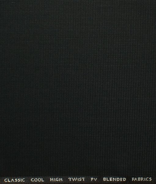 J.Hampstead Men's Polyester Viscose Structured 3.75 Meter Unstitched Suiting Fabric (Black)