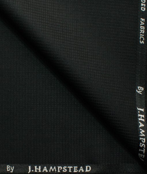 J.Hampstead Men's Polyester Viscose Structured 3.75 Meter Unstitched Suiting Fabric (Black)